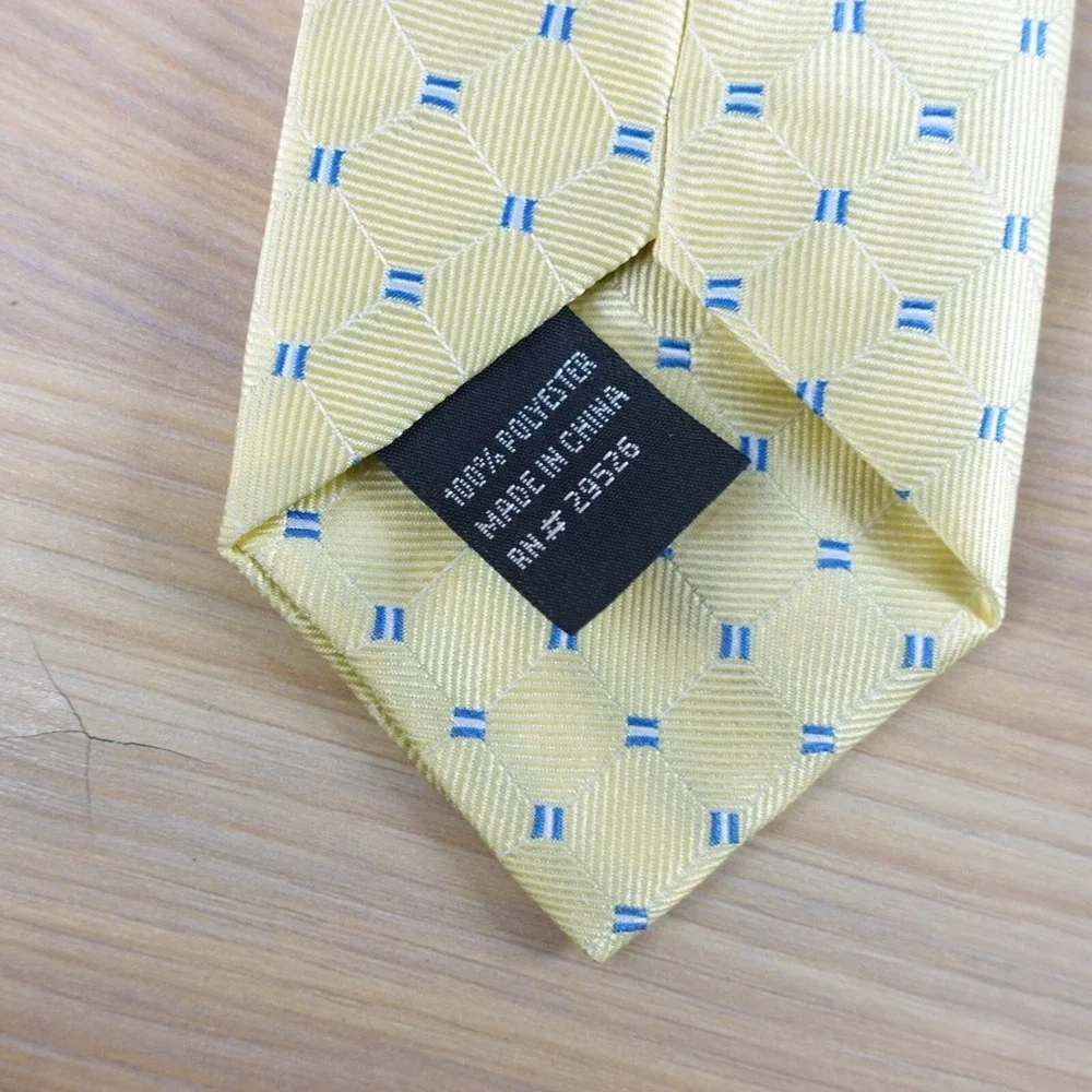 Yellow Geometric Diamond Neck Tie Boy Tuxedo Wedding Party Preppy Clip On GEORGE